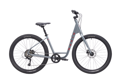 2027 Marin Stinson 2 LS in charcoal, low-step comfort city bicycle, side profile
