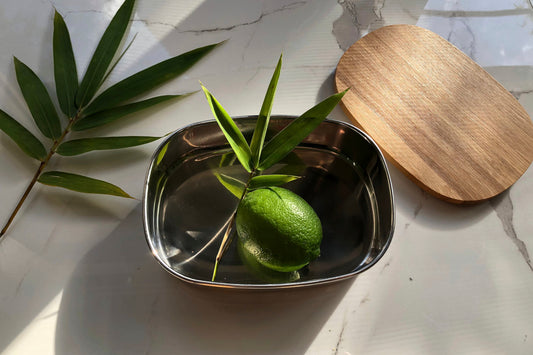 Stainless Steel Snack Box with Bamboo Lid